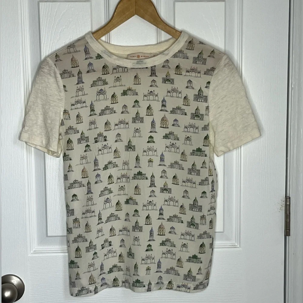 TORY BURCH silk printed t-shirt